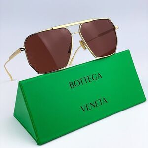 NEW Bottega Veneta BV1012S 005 Gold Red Pilot Unisex Sunglasses